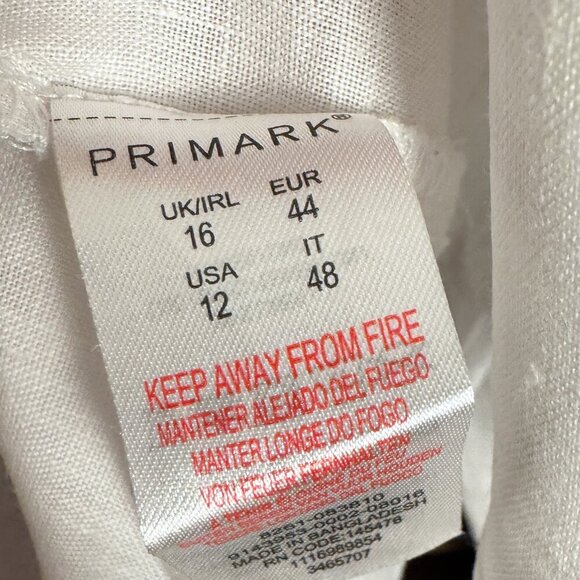 Primark White Linen Button Front Long Sleeve Shirt Blouse with Pockets - Picture 6 of 8